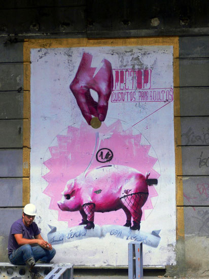 Grafiti y obrero en Madrid | Foto de kI-Ga (Flickr)